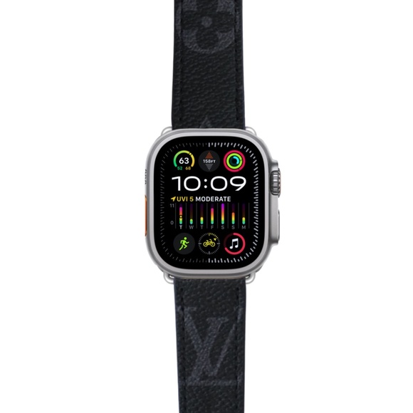 DESIGNER APPLE WATCH L V BLACK 38MM 40MM 41MM 42MM 44MM 45MM 49MM - Picture 1 of 8